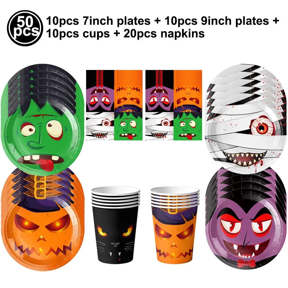 Halloween Ghost Decorations, Party Tableware and Hanging Decor