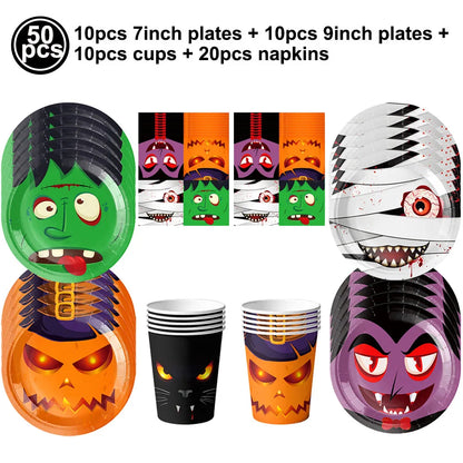 Halloween Ghost Decorations, Party Tableware and Hanging Decor