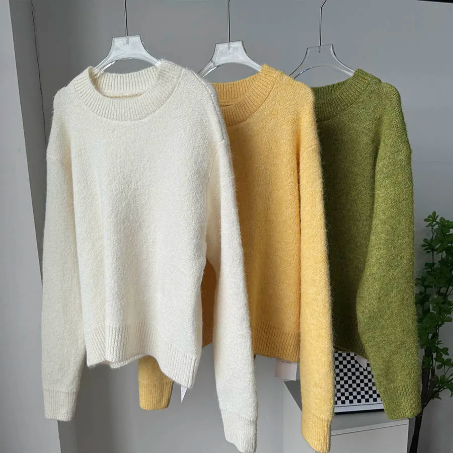 Women's Knit Sweater Oversized O-Neck Warm Winter Pullover