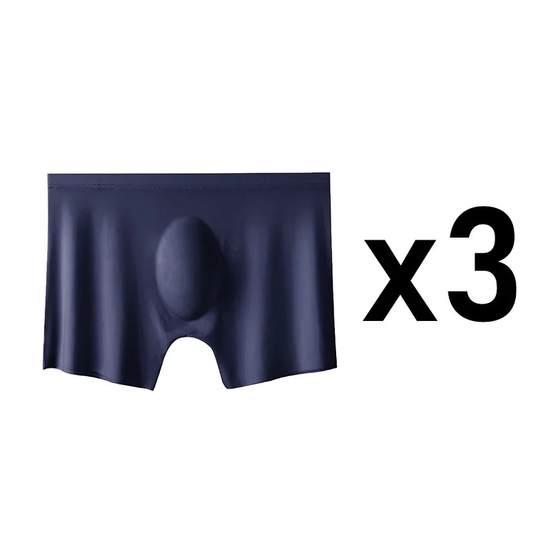 Men's Boxer Briefs Seamless Ice Silk Summer Underwear 3-Pack