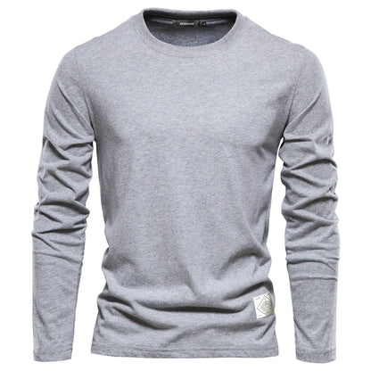 Men's Long Sleeve T-Shirt 100% Cotton Casual O-Neck Top