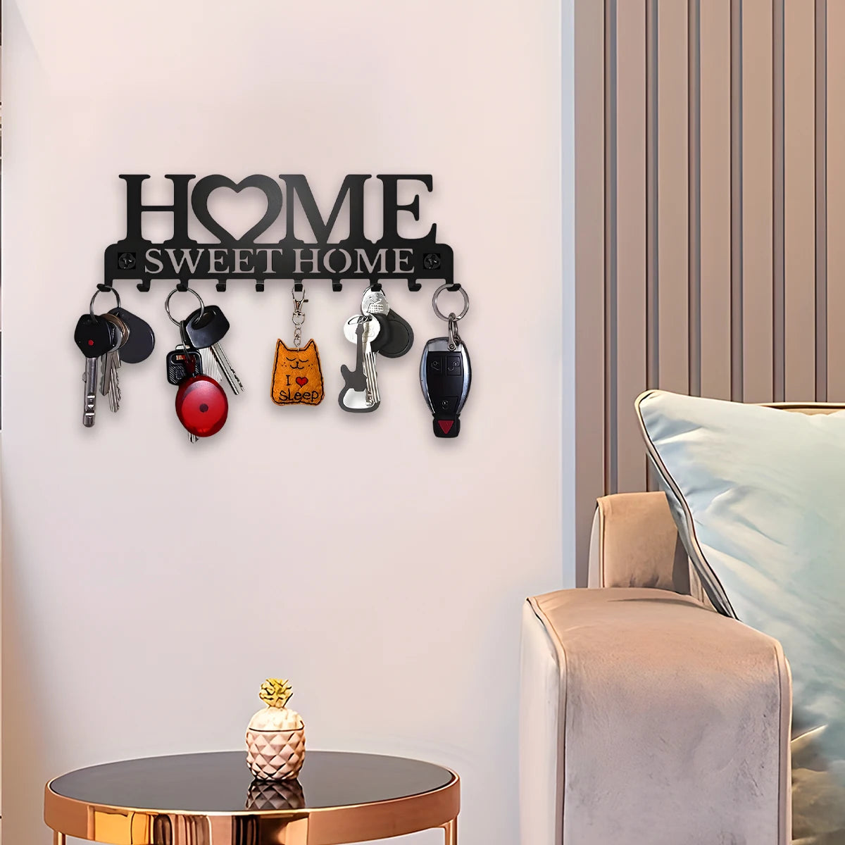 Wall Key Holder with 10 Hooks Metal Key Rack for Home