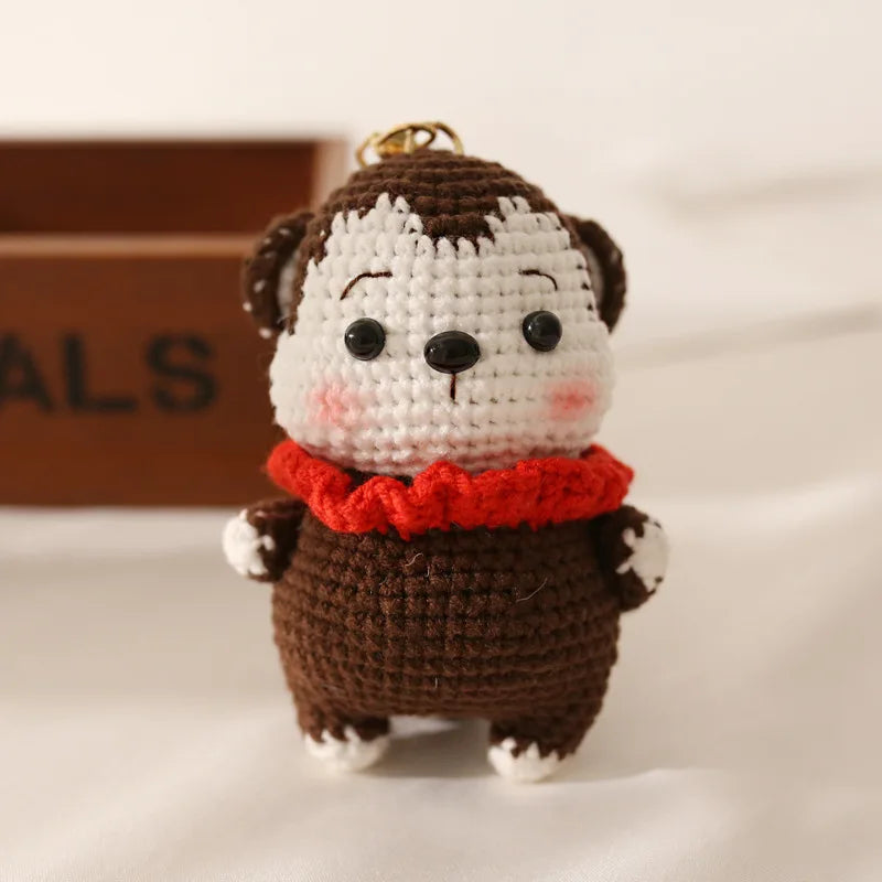 Crochet Rabbit Keychain Cute Knitted Animal Pendant for Bags and Keys