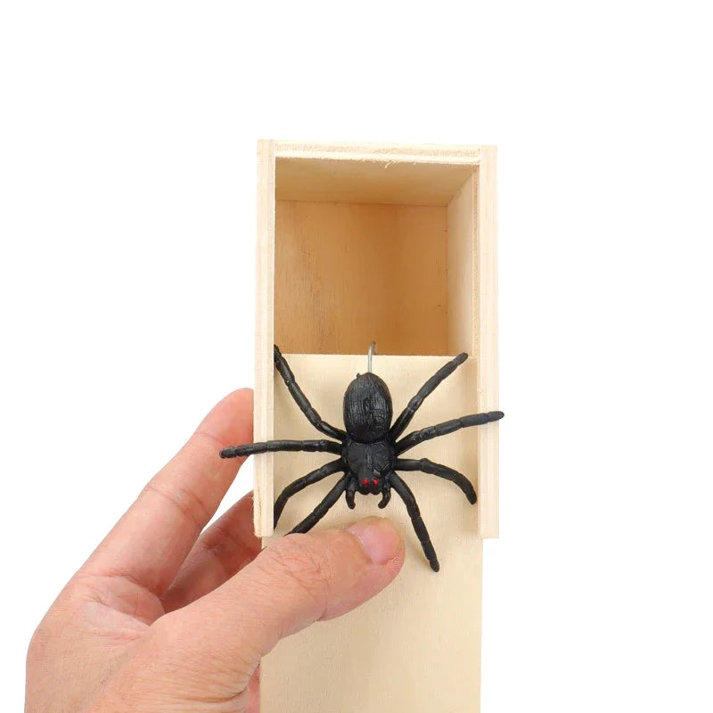 Spider Prank Toy with Wooden Box for Halloween Parties