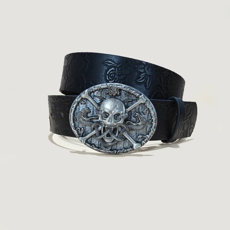Punk Skull Belt, Unisex Gothic Y2K Skeleton Hand Design