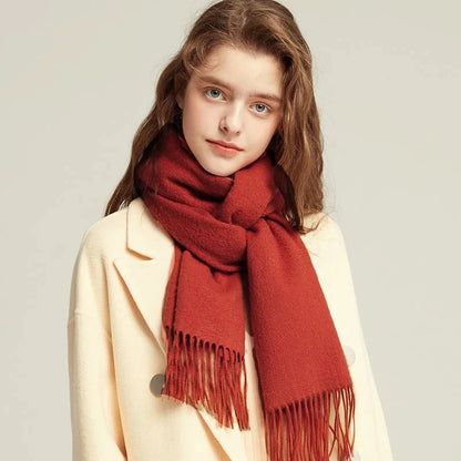Women's Wool Scarf – Warm Winter Wrap 200×35cm