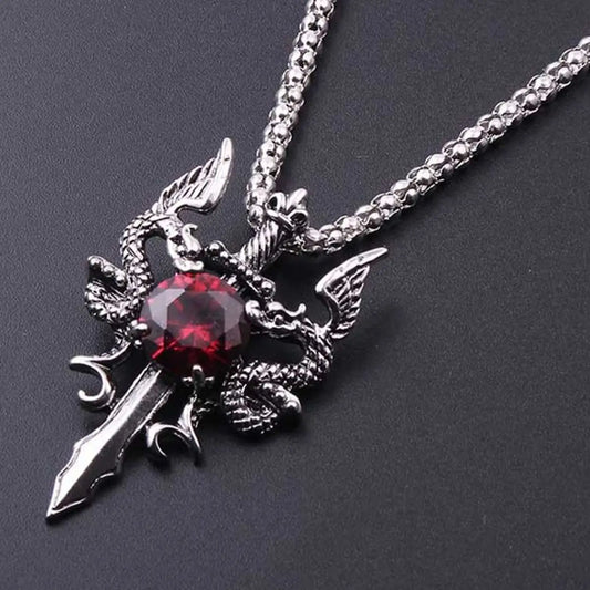 Men's Dragon Necklace, Retro Zinc Alloy Pendant Jewelry