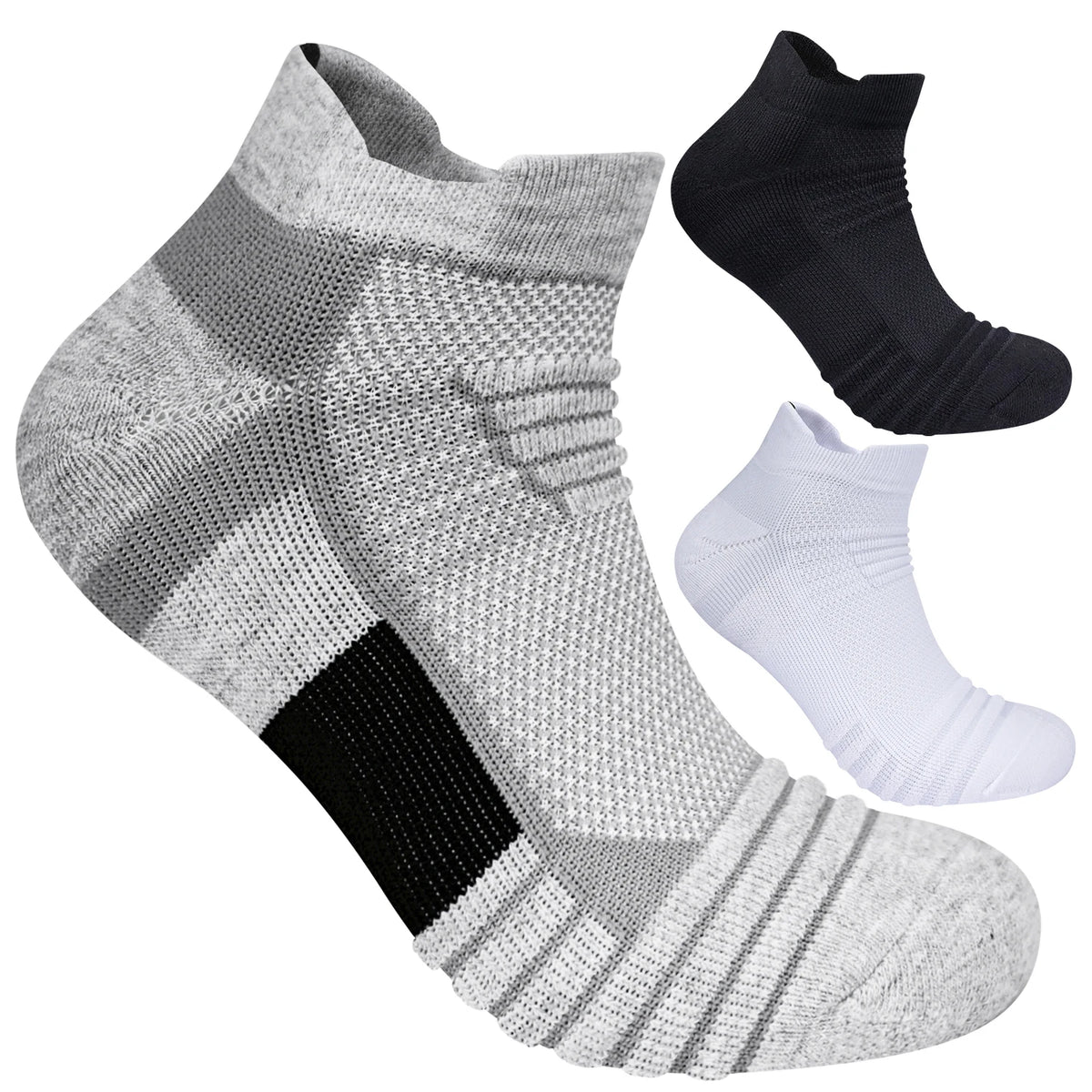 Sports Terry Socks Cushioned Moisture Wicking Ankle Socks 3 Pairs