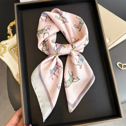 Women's Square Scarf, 70×70cm Printed Satin-Style Headscarf