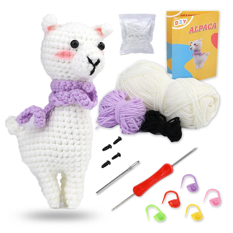 Crochet Kit for Beginners Animal DIY Craft Set with Yarn and Hooks