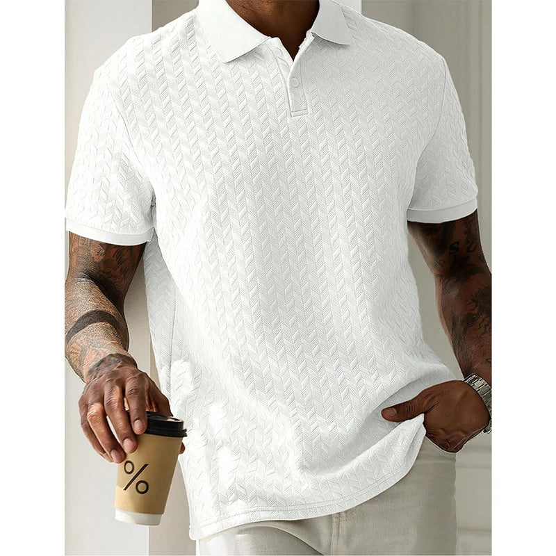 Men's Polo Shirt Short Sleeve Breathable Solid Color Casual Top