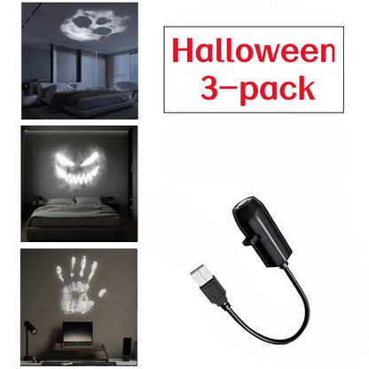 Halloween Projection Lamp, USB LED Ghost Bat Spider Light