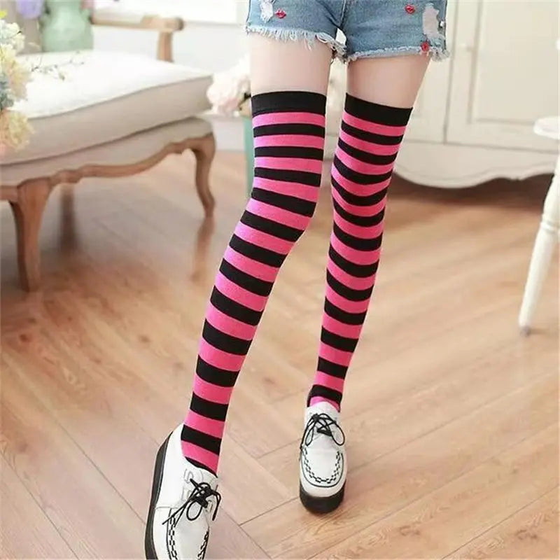 Women’s Striped Socks Long Tube Knee High Fashion Stockings