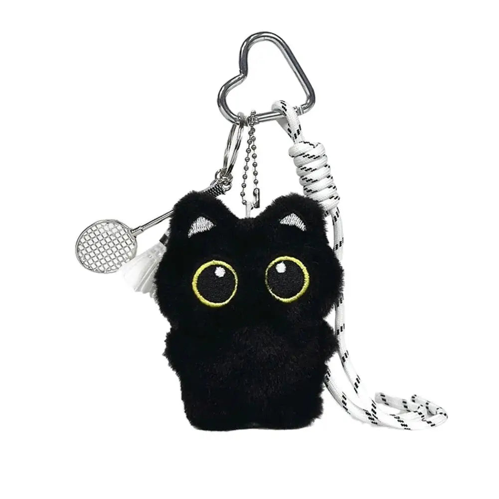Black Cat Plush Keychain 10cm Cute Bag Charm Pendant