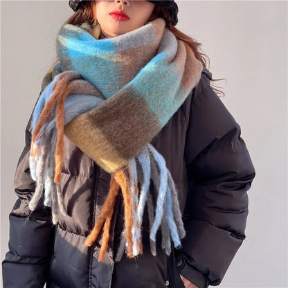 Pashmina Scarf for Women, Warm Plaid Winter Shawl Wrap