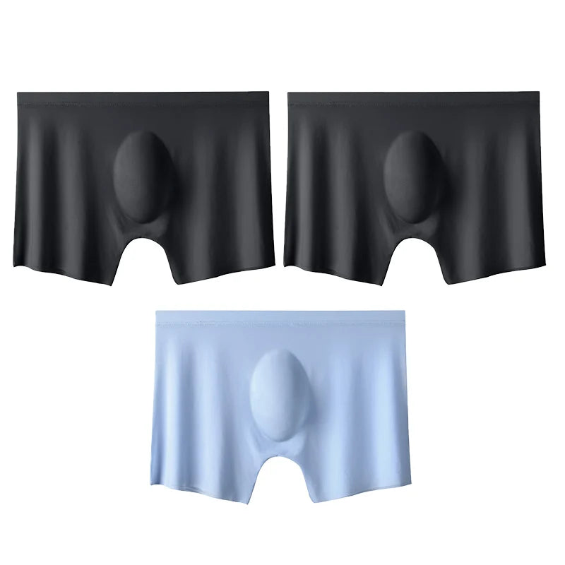 Men's Boxer Briefs Seamless Ice Silk Summer Underwear 3-Pack