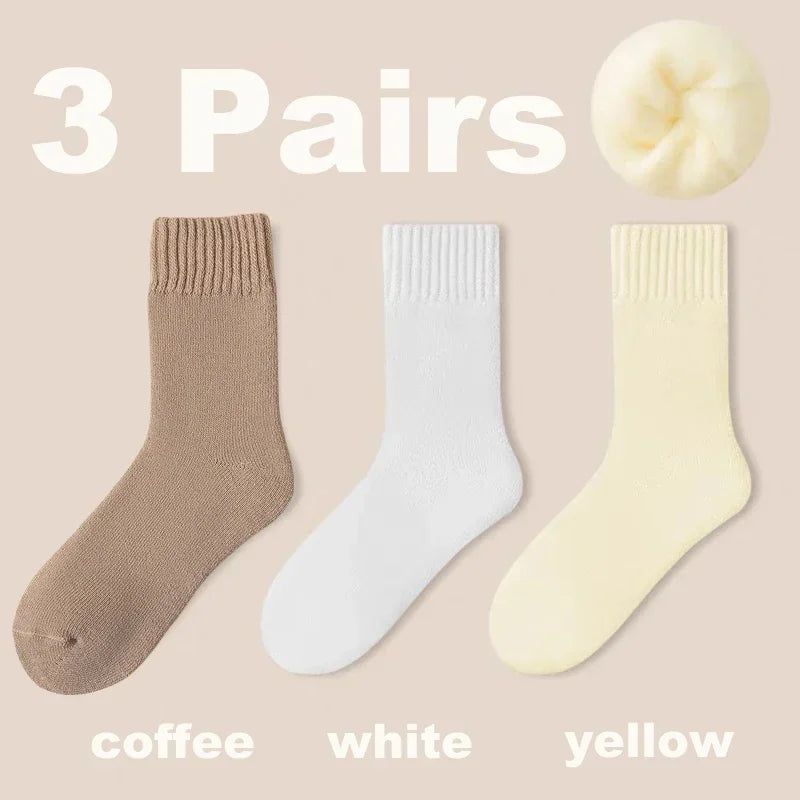 Women's Winter Socks Thick Warm Casual Crew Socks 3-Pack