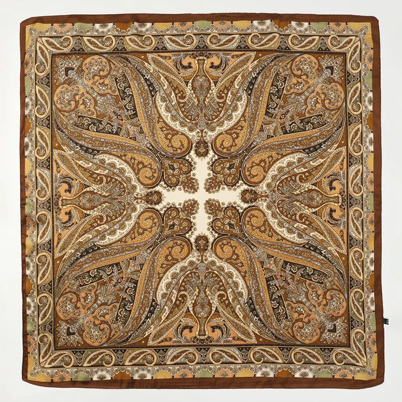 Silk Square Scarf 70x70cm Floral Satin Wrap for Women