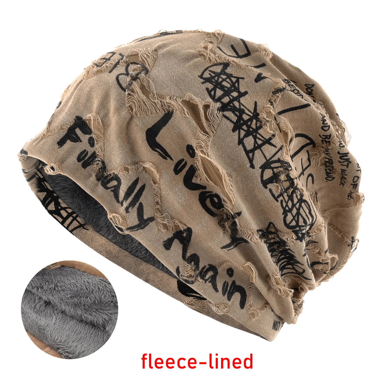 Knit Beanie Unisex Letter Print Warm Winter Hat