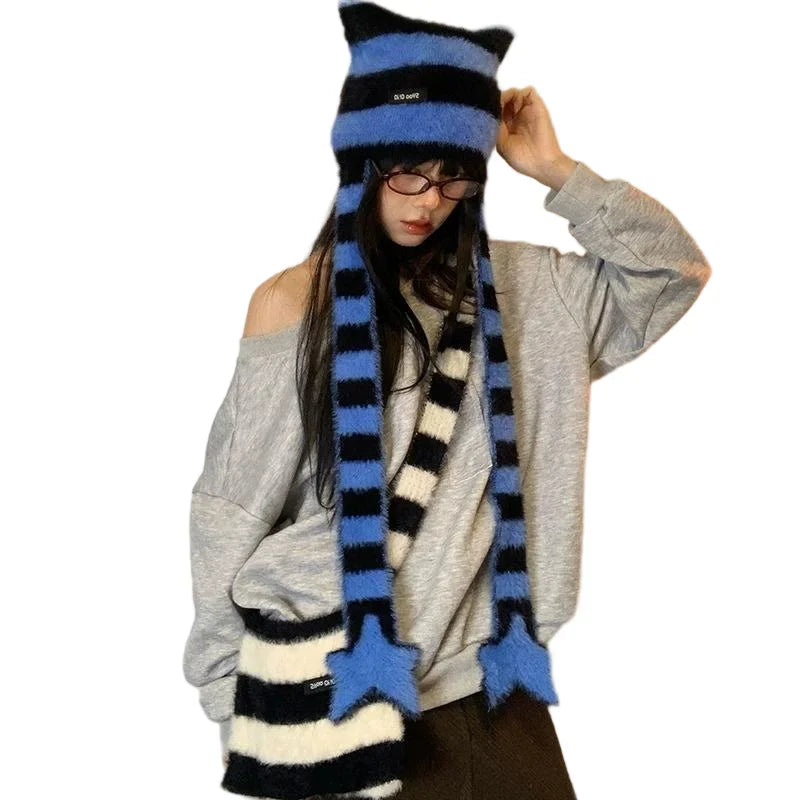 Women’s Winter Scarf – Plush Plaid Long Knit Warm Wrap
