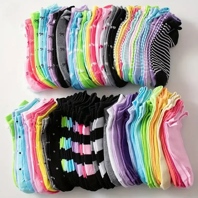 Heart Print Ankle Socks, Women's Low Cut Casual Socks
