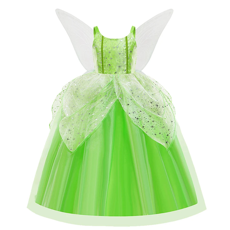 Girls Fairy Costume Dress with Wings for Halloween & Parties