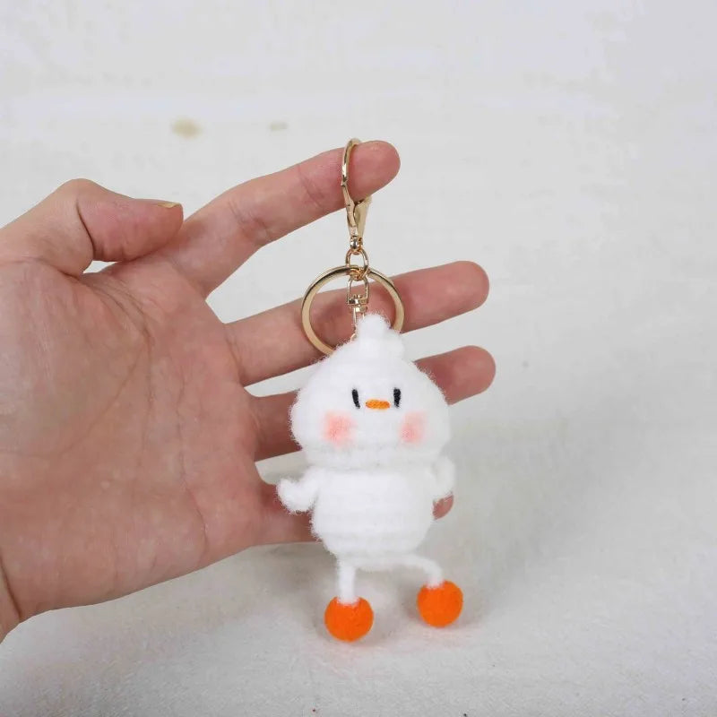 Duck Keychain Cute Crochet Animal Keyring Pair for Bags and Keys