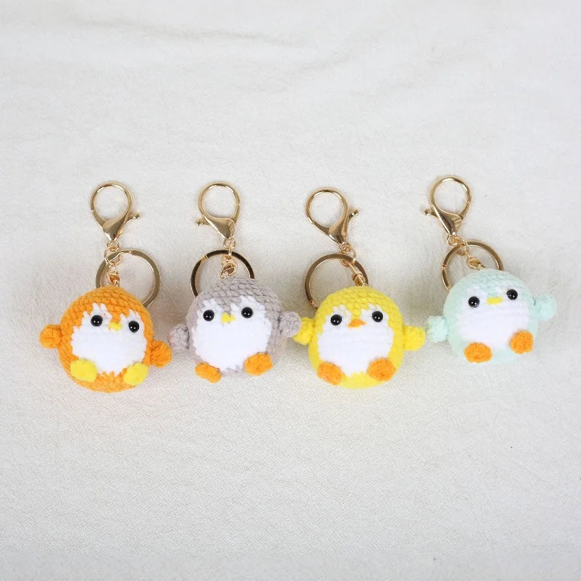 Penguin Keychain Cute Knitted Animal Keyring for Bags and Keys