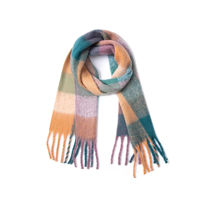 Pashmina Scarf for Women, Warm Plaid Winter Shawl Wrap