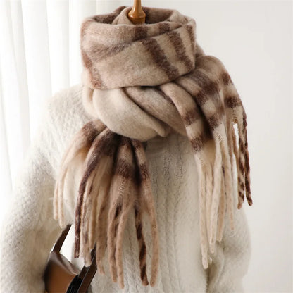 Pashmina Scarf for Women, Warm Plaid Winter Shawl Wrap