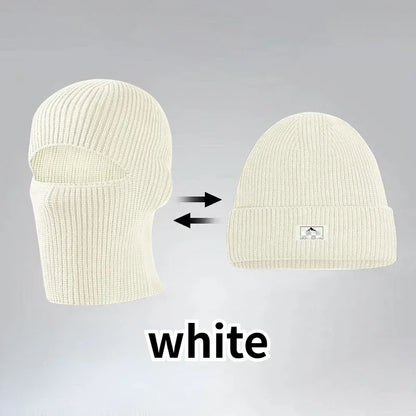 Winter Balaclava Hat 2-in-1 Knitted Face Mask Beanie