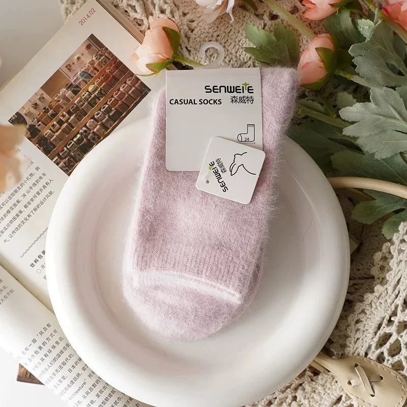 Women's Winter Socks – Thick Warm Mid-Calf Cashmere Blend Socks