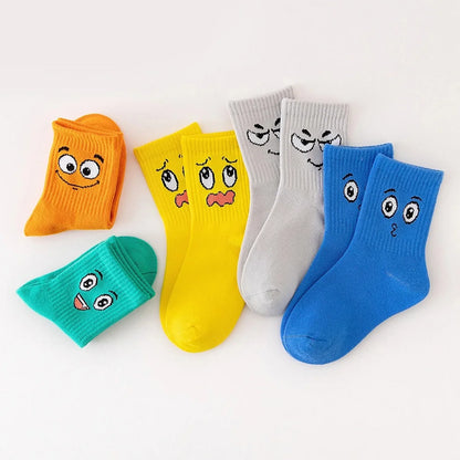 Kids' Socks Funny Face Pattern Comfortable Unisex 5-Pair Set