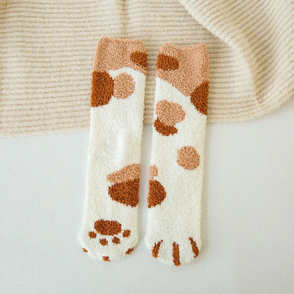 Women's Winter Socks Coral Velvet Warm Fuzzy Floor Socks 2-Pair