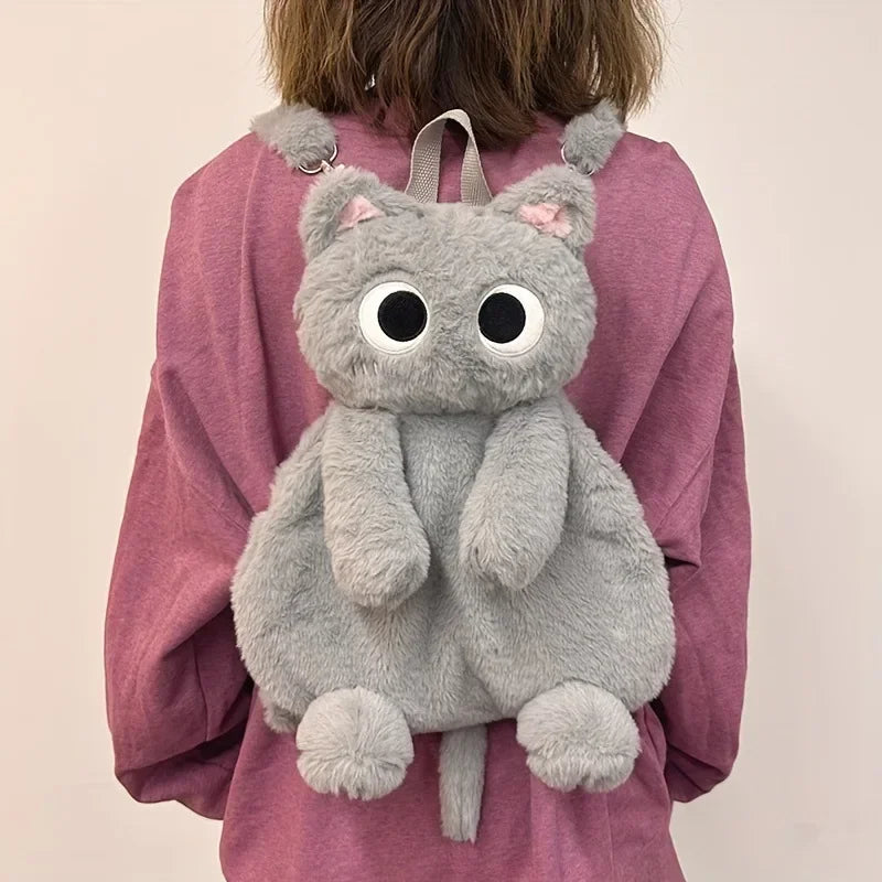 Cat Backpack Plush Shoulder Bag 35cm Soft Crossbody Bag
