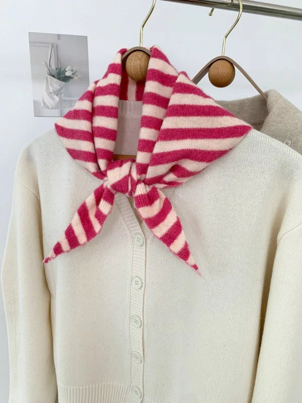 Women’s Wool Scarf Knitted Striped Warm Shawl