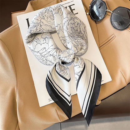 Women's Square Scarf, 70×70cm Printed Satin-Style Headscarf