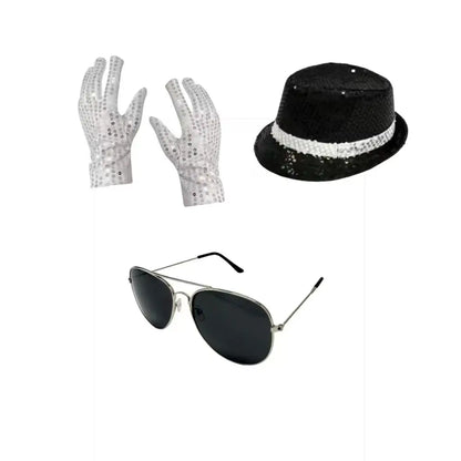 Sequin Fedora Costume Set – Hat, Rhinestone Gloves & Sunglasses