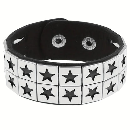 Gothic Punk Bracelet, Multi Chain Leather Bracelet for Halloween