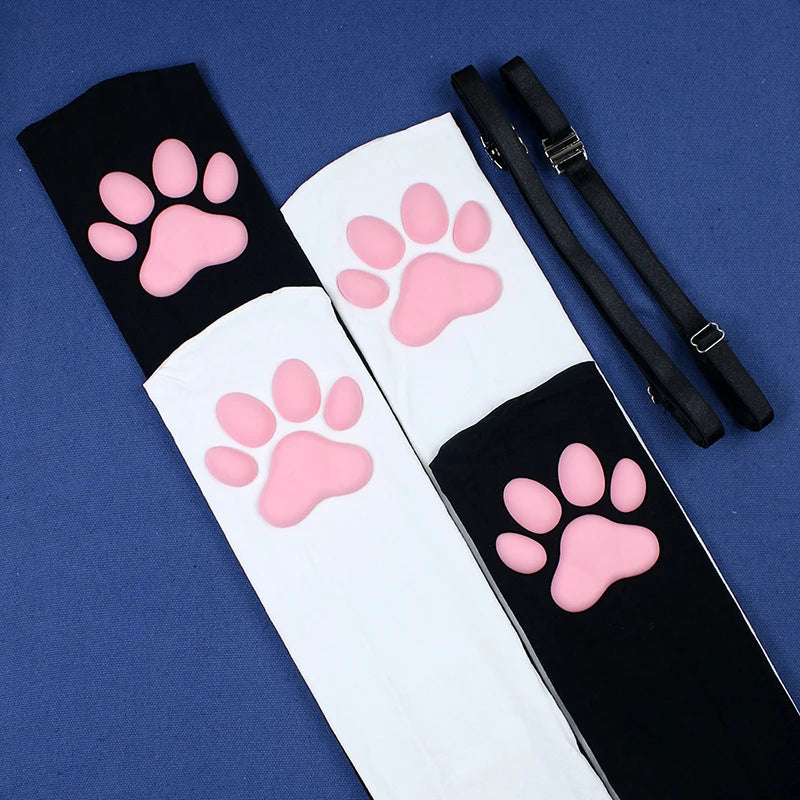 Over the Knee Socks Women's Stretch Cat Paw Thigh High Socks