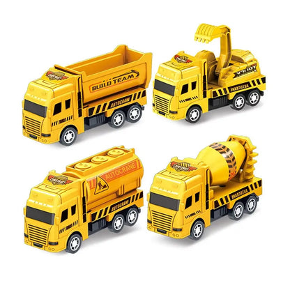 Pull Back Construction Vehicles Set of 4 Friction Powered Toy Cars