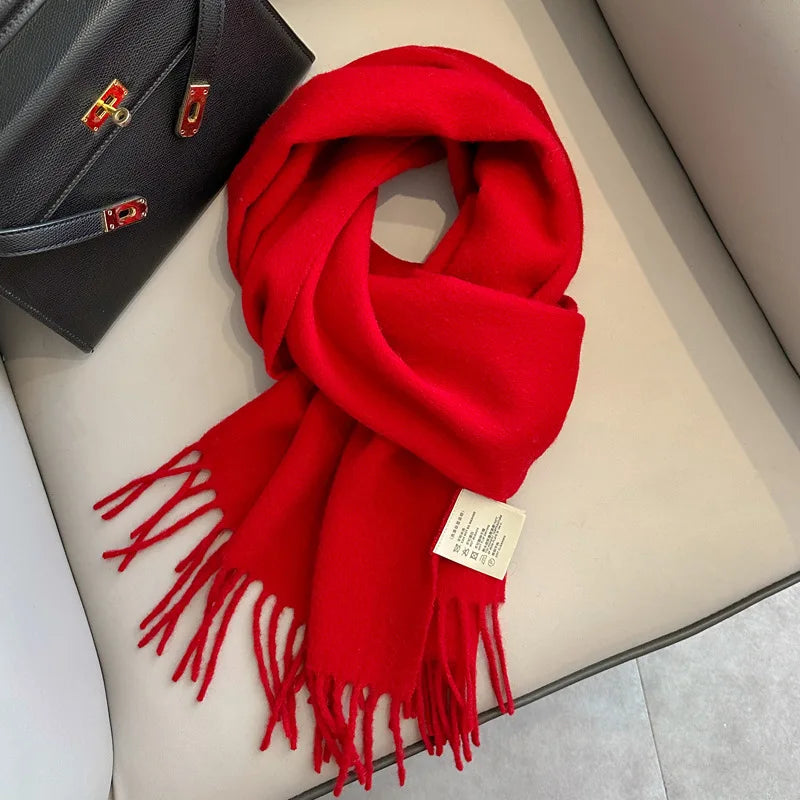 Wool Winter Scarf – 100% Wool Warm Solid Color Wrap