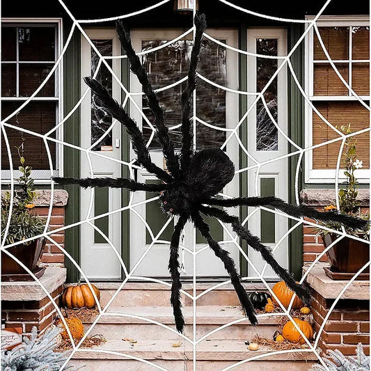 Halloween Spider Decoration, Giant Plush Spider Web Prop