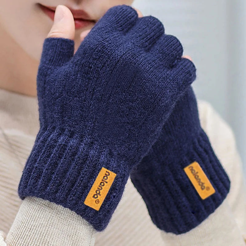 Fingerless Winter Gloves Warm Knit Elbow Length Touchscreen Gloves