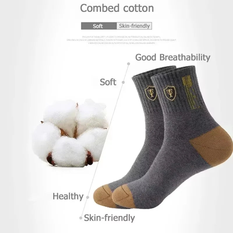 Men's Crew Socks Breathable Cotton Sports Socks 5/10 Pairs