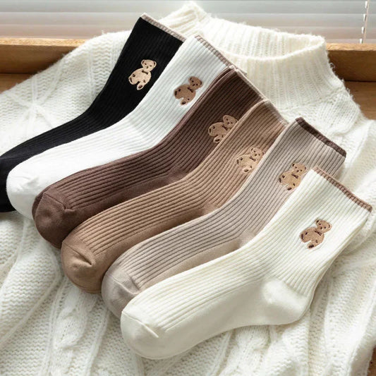 Cute Bear Socks for Women – Soft Mid-Calf Casual Socks