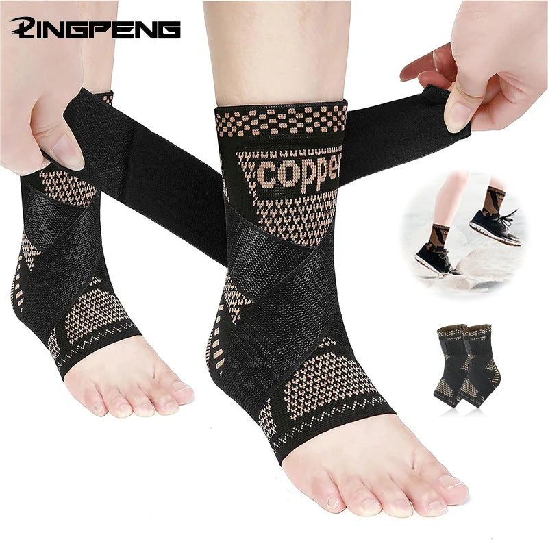Ankle Compression Sleeve Copper Infused Support Brace
