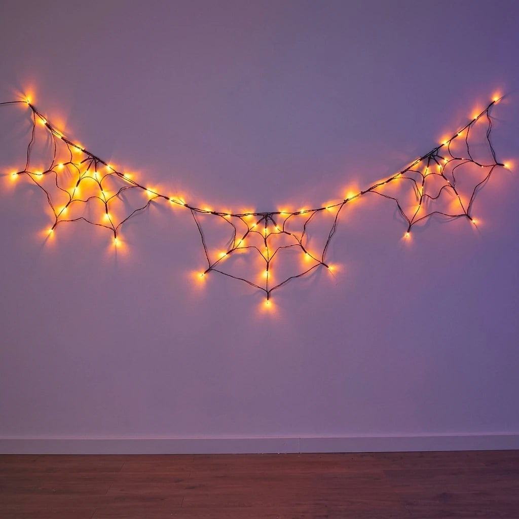 Halloween Spider Web Lights, Colorful LED String Decoration