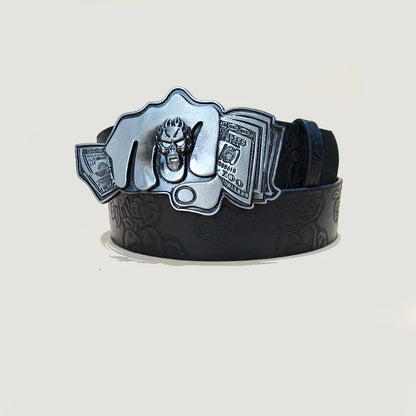 Punk Skull Belt, Unisex Gothic Y2K Skeleton Hand Design
