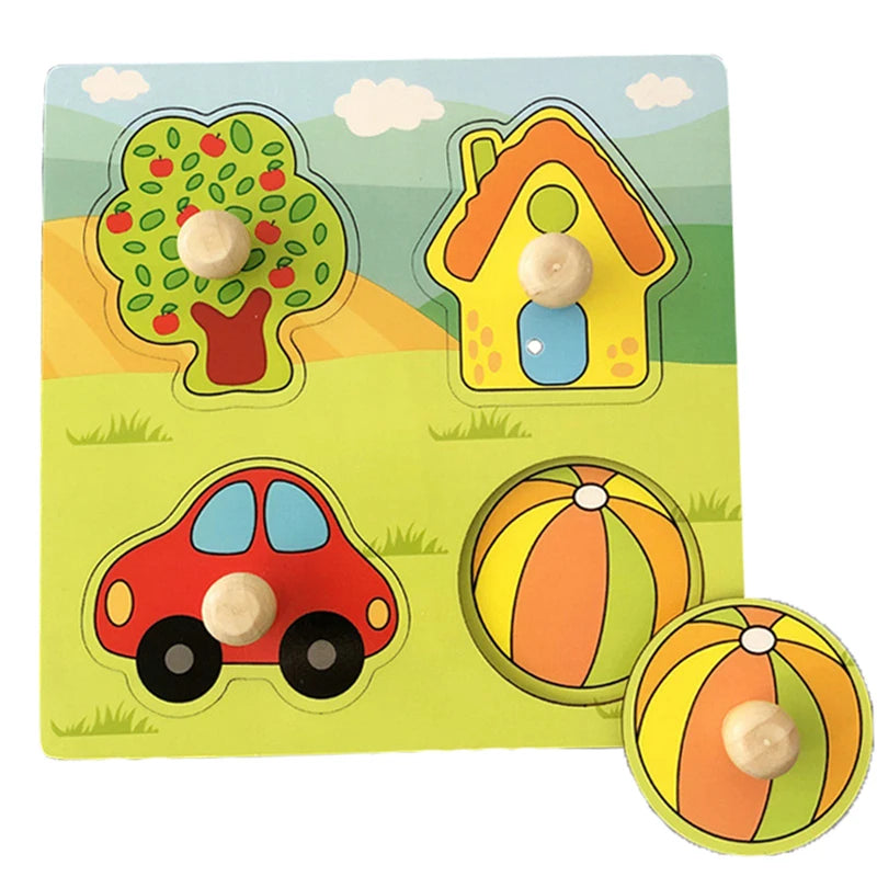 Wooden Montessori Puzzle for Toddlers – Educational Shape Matching Toy